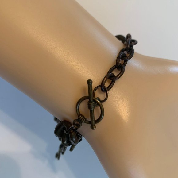 Multi Charm Bracelet Dark Gold Tone 7″ - Picture 5 of 13